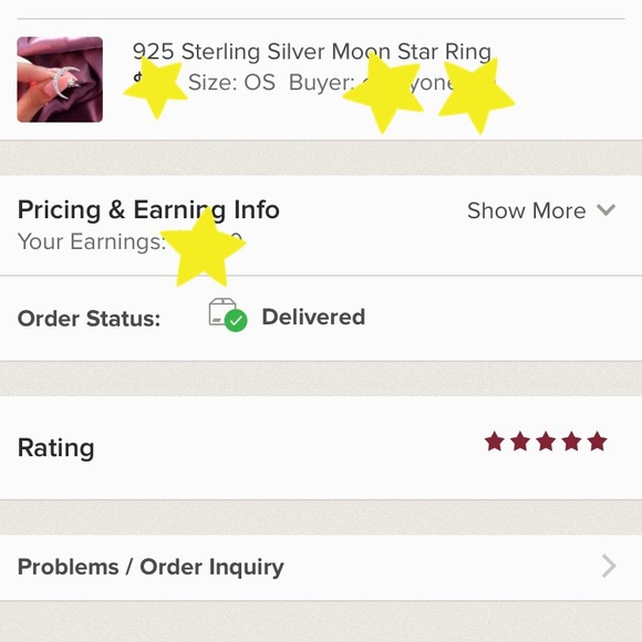 925 Sterling Silver Moon & Star Ring - Picture 10 of 10